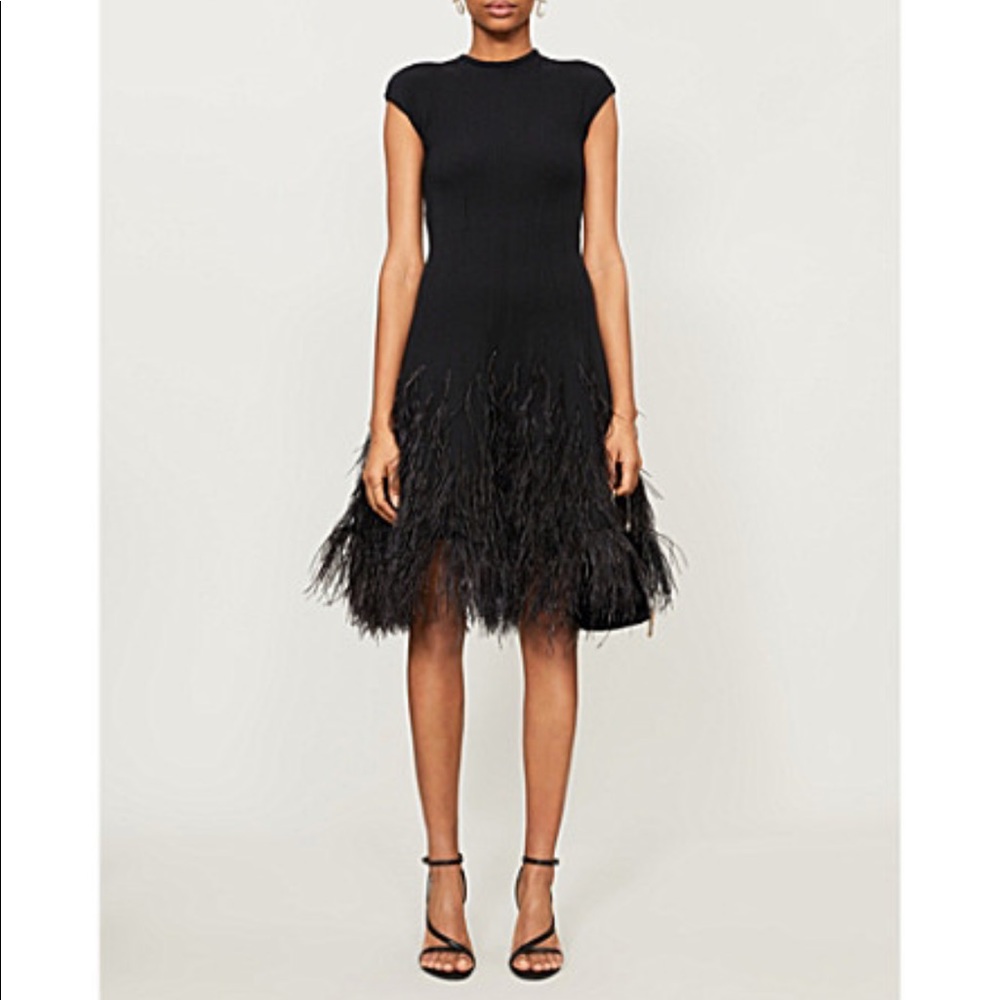 ISO- Oscar de la renta cap sleeve feather dress